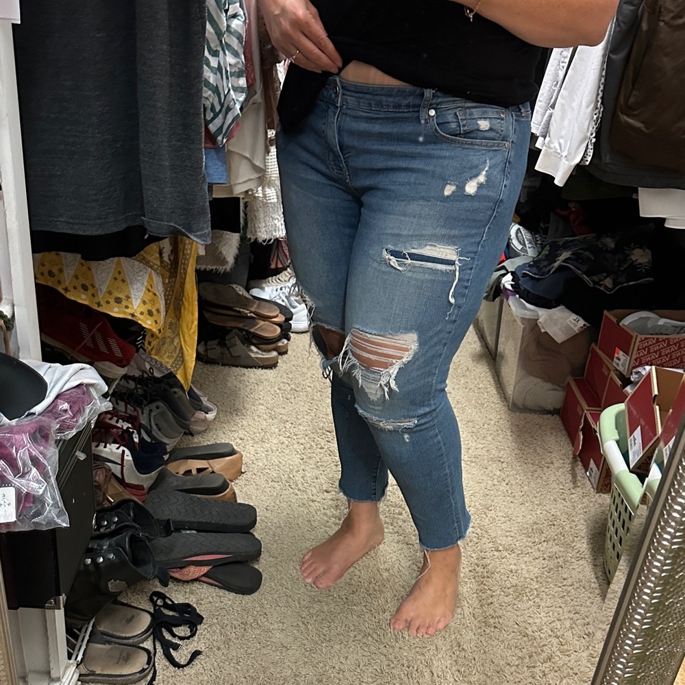 Torrid Boyfriend - 16 - Distressed Blue Jeans for Women